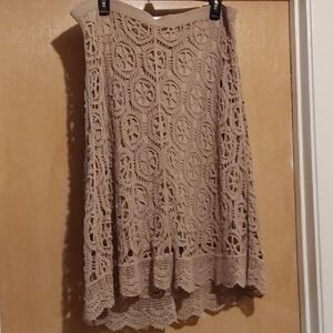 Valerie Stevens Tan Embellished Midi Skirt